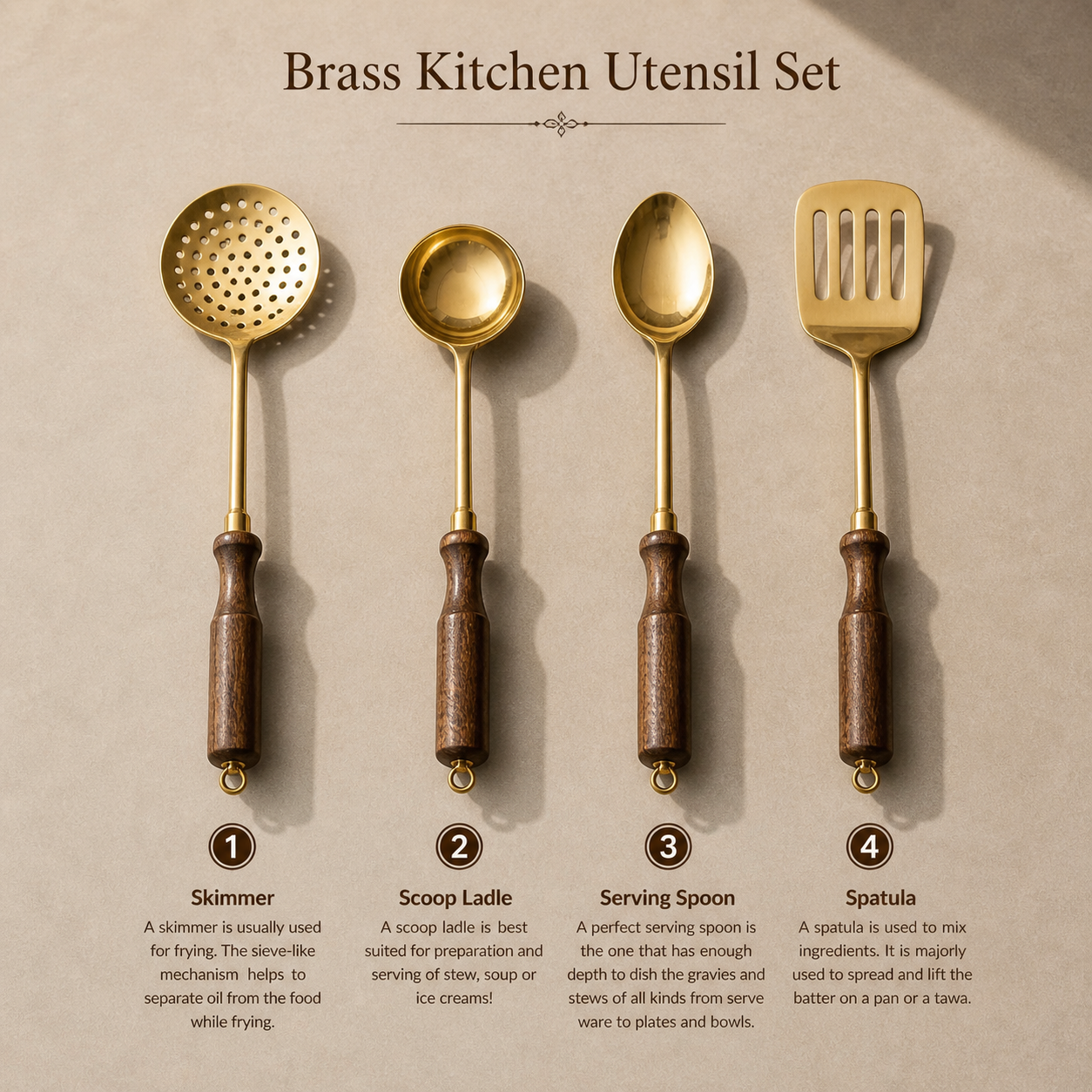 ✅ Premium Brass Cooking Tools Set