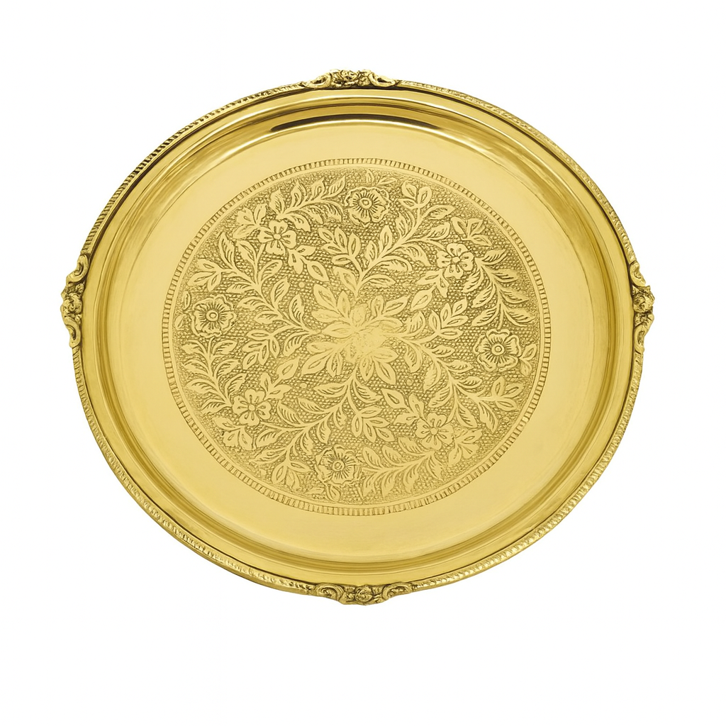 Premium Brass Dinner Thali Set – 30 cm