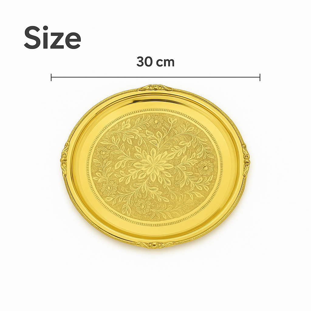 Premium Brass Dinner Thali Set – 30 cm