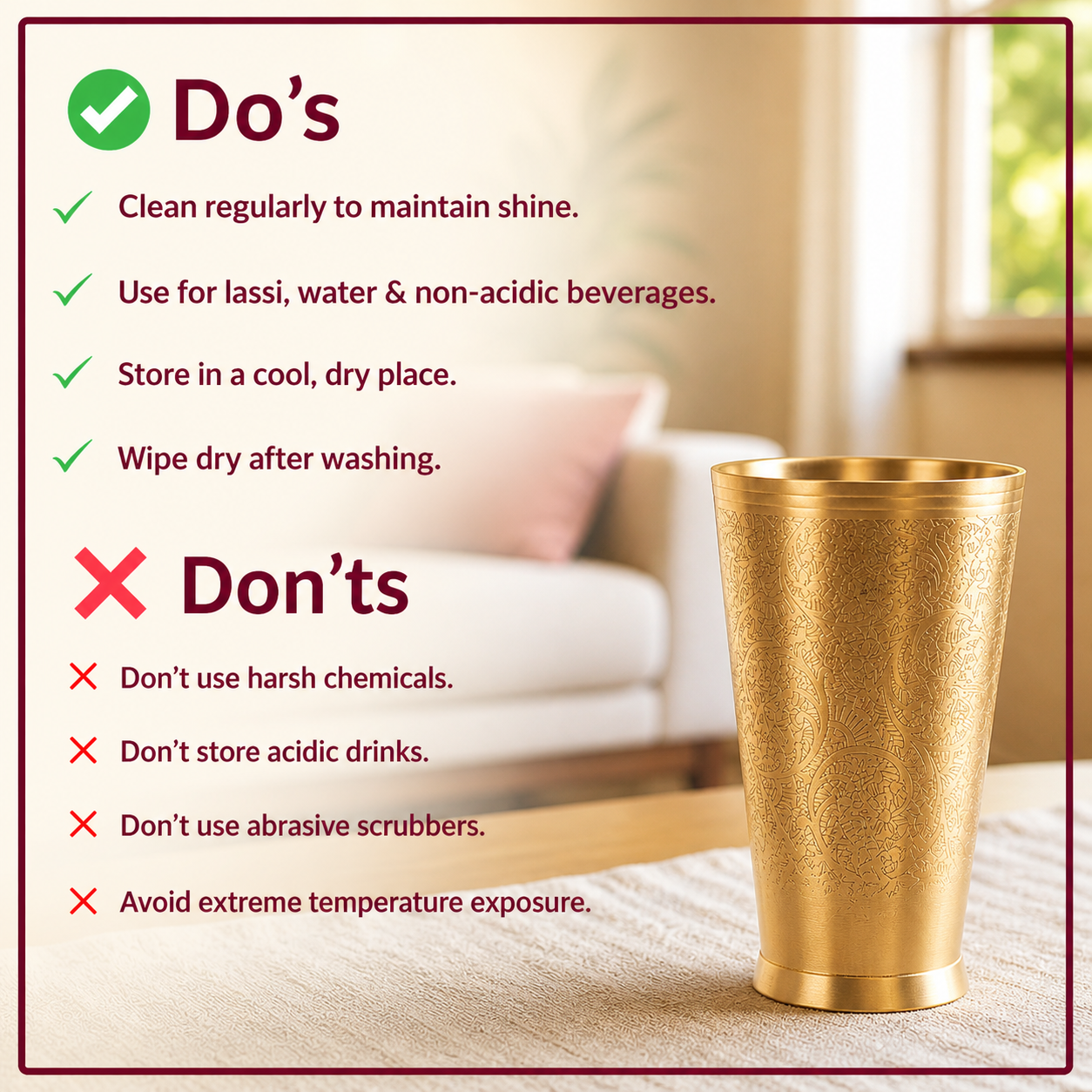 Pure Brass Glass for Daily Detox Water | Ayurvedic Health Benefits