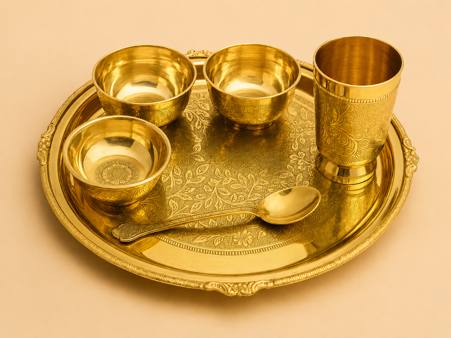 Brass Thali Set – Ayurvedic Dining