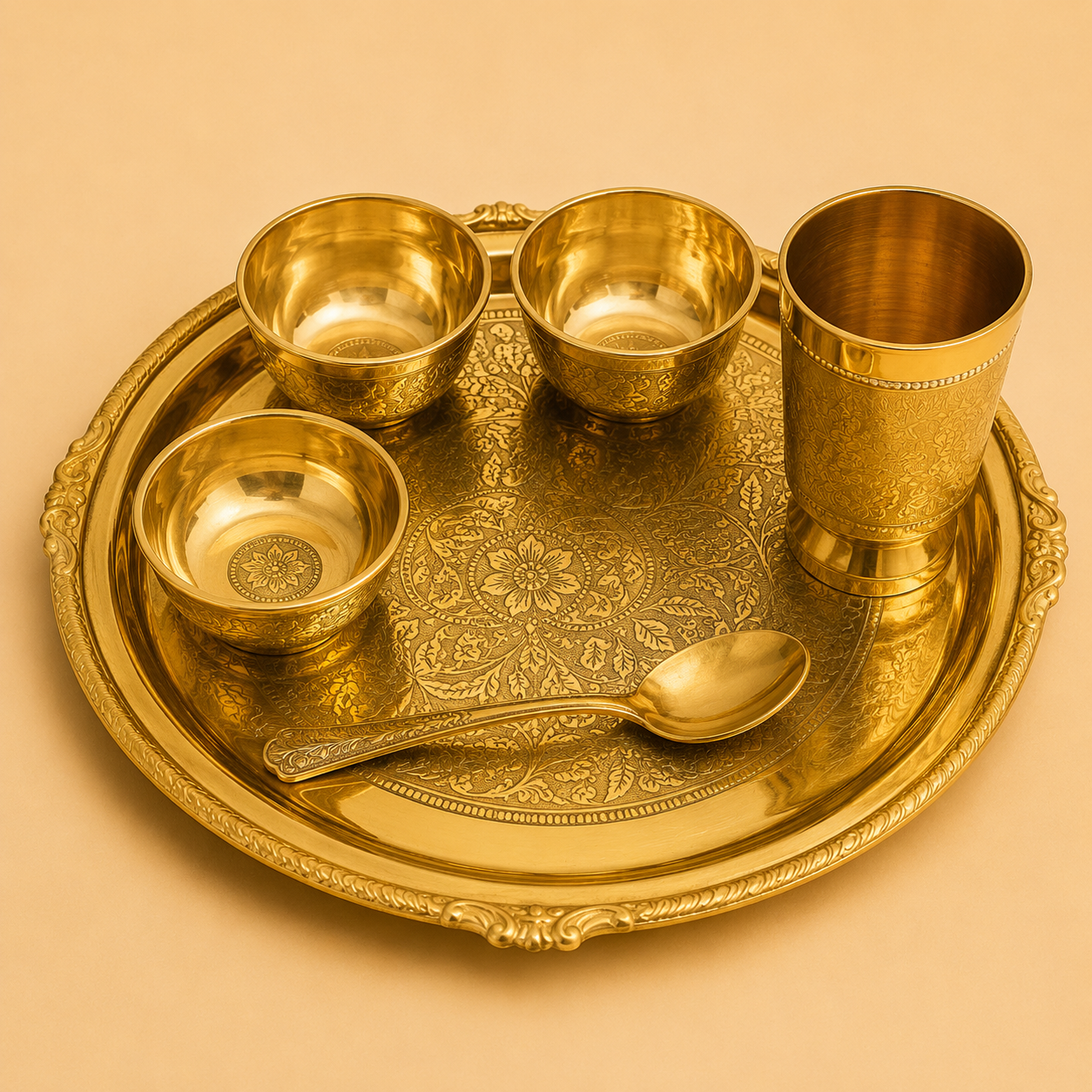 Brass Thali Set – Ayurvedic Dining